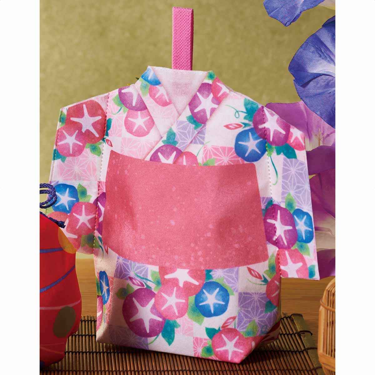 【20枚入り】ゆかたギフトバッグ 朝顔 朝顔柄の浴衣をイメージしたかわいいラッピング。夏祭りや縁日、七夕などの夏のイベントにピッタリ。お土産用にもおすすめ。夏に人気の和風ディスプレイにも。 ラッピング 袋 かわいい おしゃれ ギフト 不織布