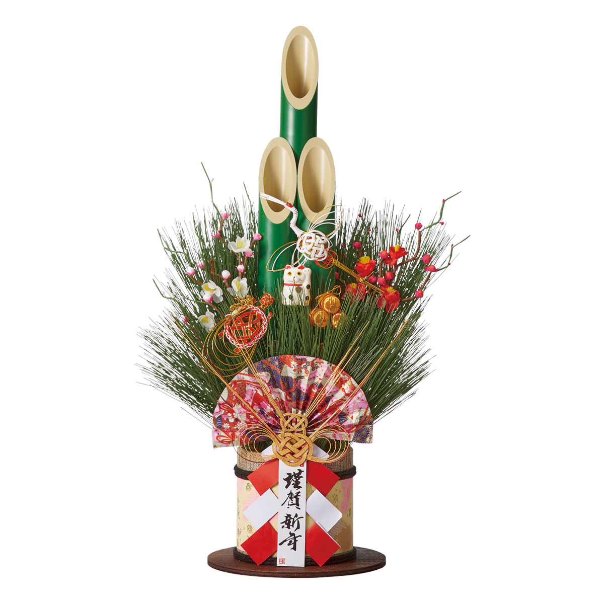 彩竹門松 高さ60cm 1台<br><br>伝統的なしつらえでお客様をお出迎え。<br><br>送料無料 門松 正月 飾り 玄関 竹 造花 正月飾り 販売