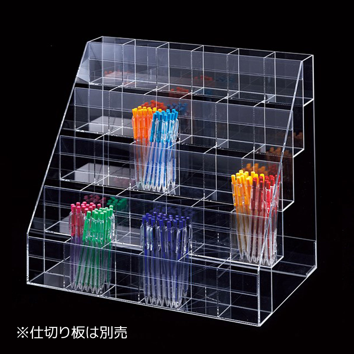 アクリル筆記具陳列ケース 6列5段 1台 多品種の文房具を陳列できるケース 送料無料 小物 スタンド ディスプレイ 収納 透明 整理 卓上 ディスプレイスタンド 什器 コスメ 文房具