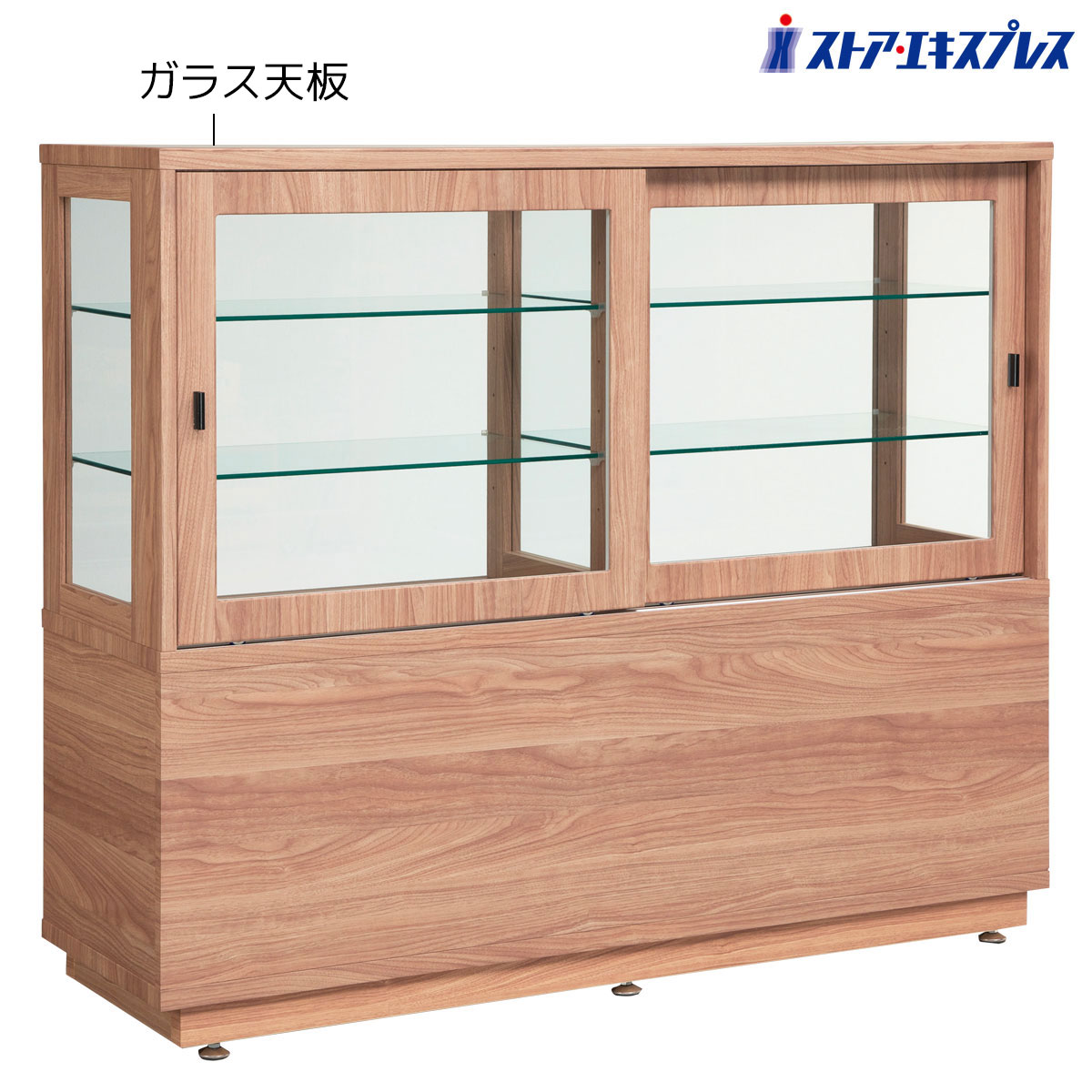 【個人宅配送不可】ショーケース ベック ナチュラル 1台低価格帯のバーカウンターです。4色からお選びいただけます。送料無料 コレクションケース ディスプレイ 木製 展示 ガラス 棚画像