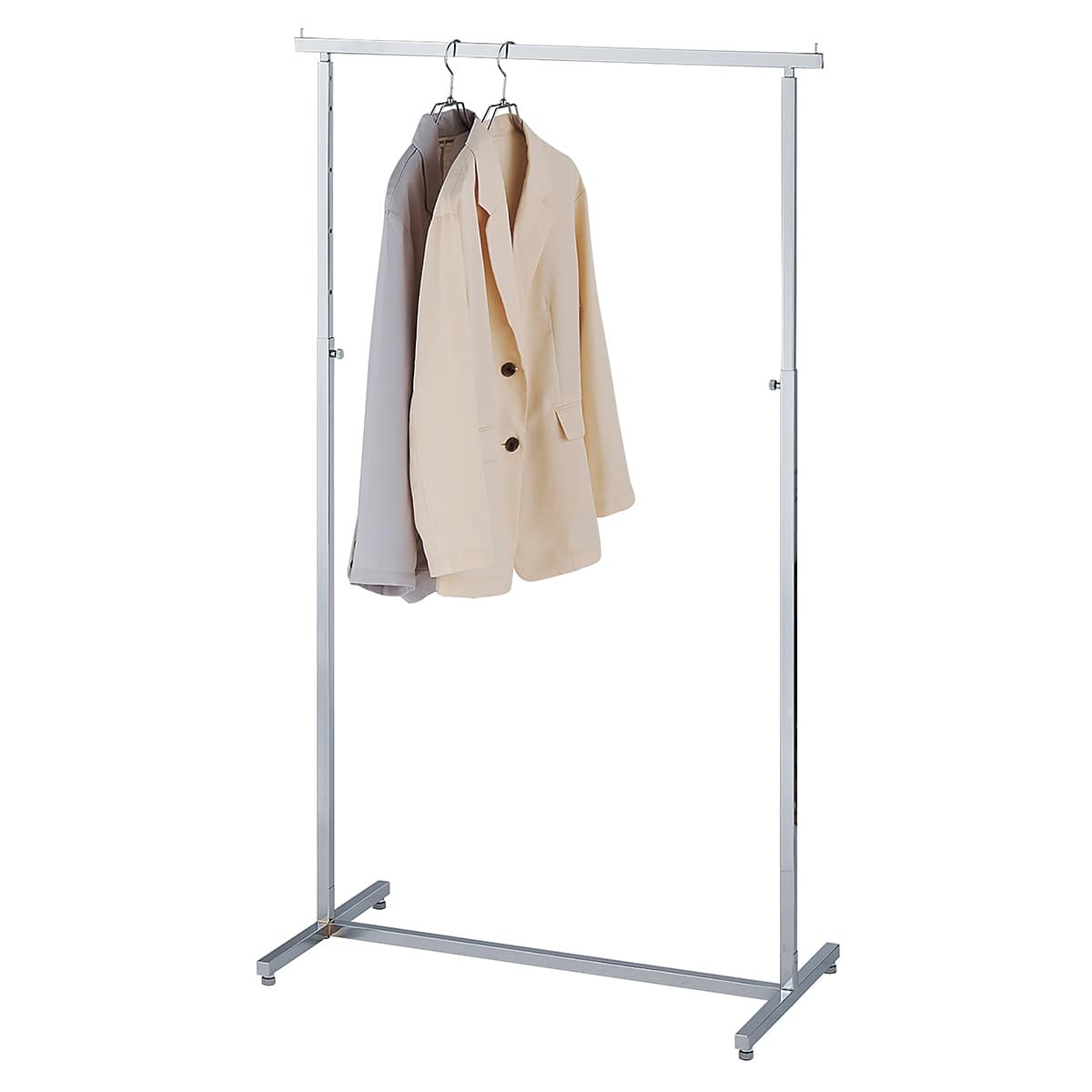 【5%OFFクーポン有り！7月25日限り】クロームメッキハンガーラック 角パイプ W90cm 1台アパレル 什器 シンプル 業務用 頑丈 パイプハンガー コートハンガー 伸縮｜ストア・エキスプレス　店