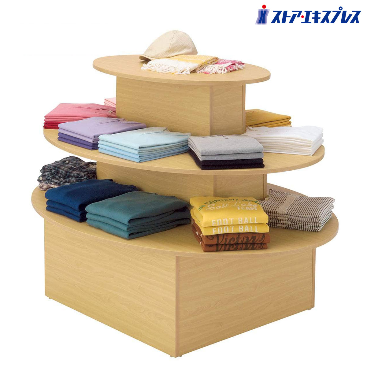 楽天市場】多段式ラウンドディスプレイ 4段 ホワイト 1台中央什器