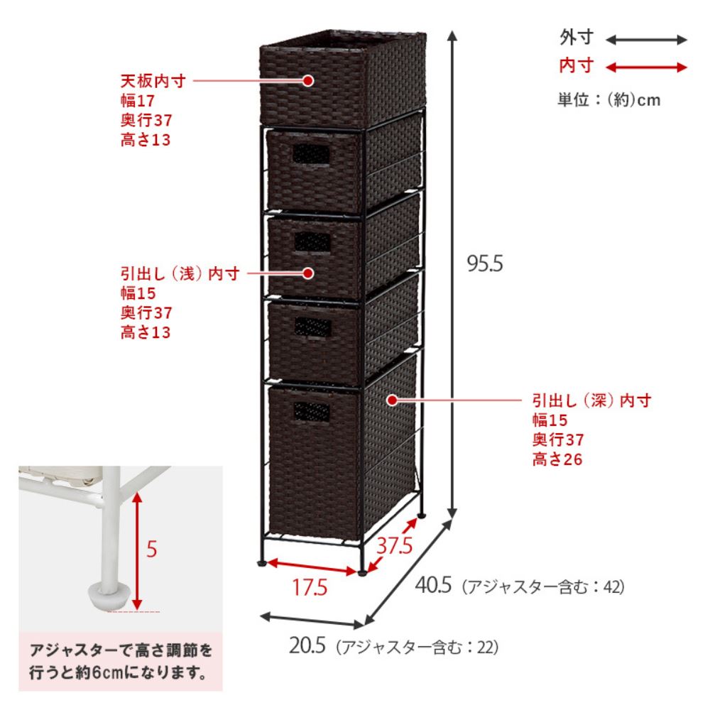 【メーカー直送品】ランドリーチェストスリム引き出し4段タイプ幅20.5cm|隙間収納衣類収納サニタリーチェストキッチン収納リビングチェストリビング収納ランドリーラックランドリーボックスすきま収納隙間収納トイレ収納ランドリー収納ラタン調収納