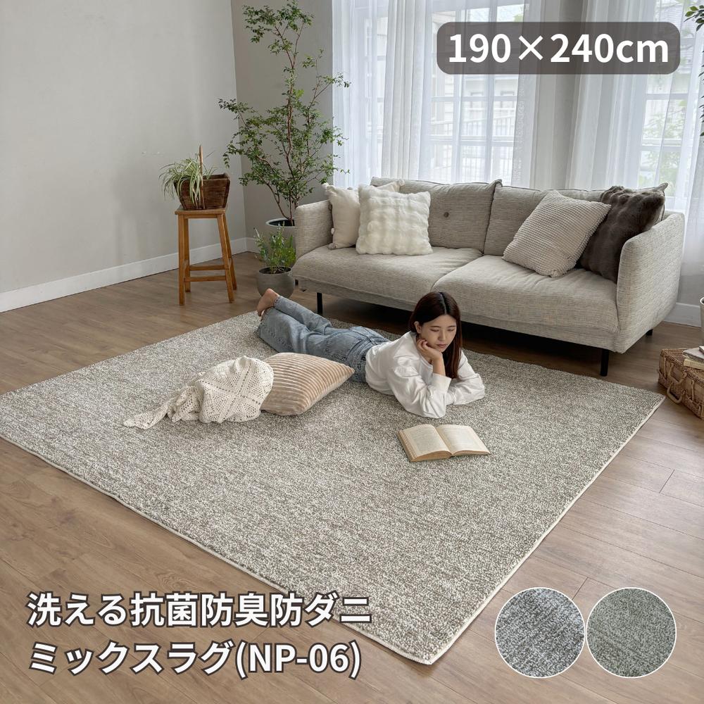 【メーカー直送】洗える 抗菌 防臭 防ダニ ミックスラグ (NP-06) 190×240cm | ラグ じゅうたん カーペット 洗える 抗菌 防臭 防ダニ ラグマット 長方形 ミックス柄 オールシーズン 低ホルム 床暖房 滑り止め リビング ダイニング シンプル おしゃれ 快適 ERARE
