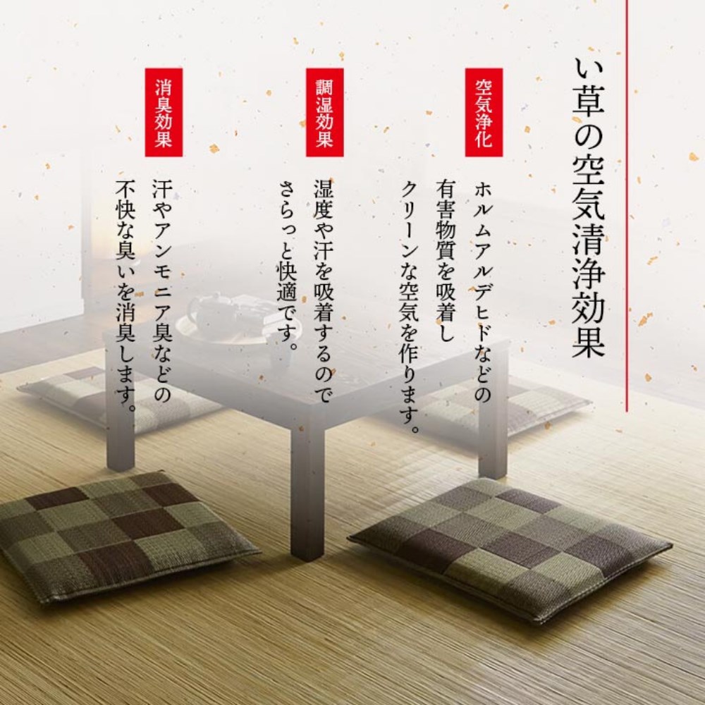 い草座布団織込千鳥5枚組約55×55cm|セット抗菌防臭調湿日本製ブロック弾力性耐久性清潔国産イ草座布団織込千鳥丈夫来客お客様敷物敷き物敷きもの正方形和室リビング背もたれクッションシンプルモダンブロック織込千鳥イケヒコ