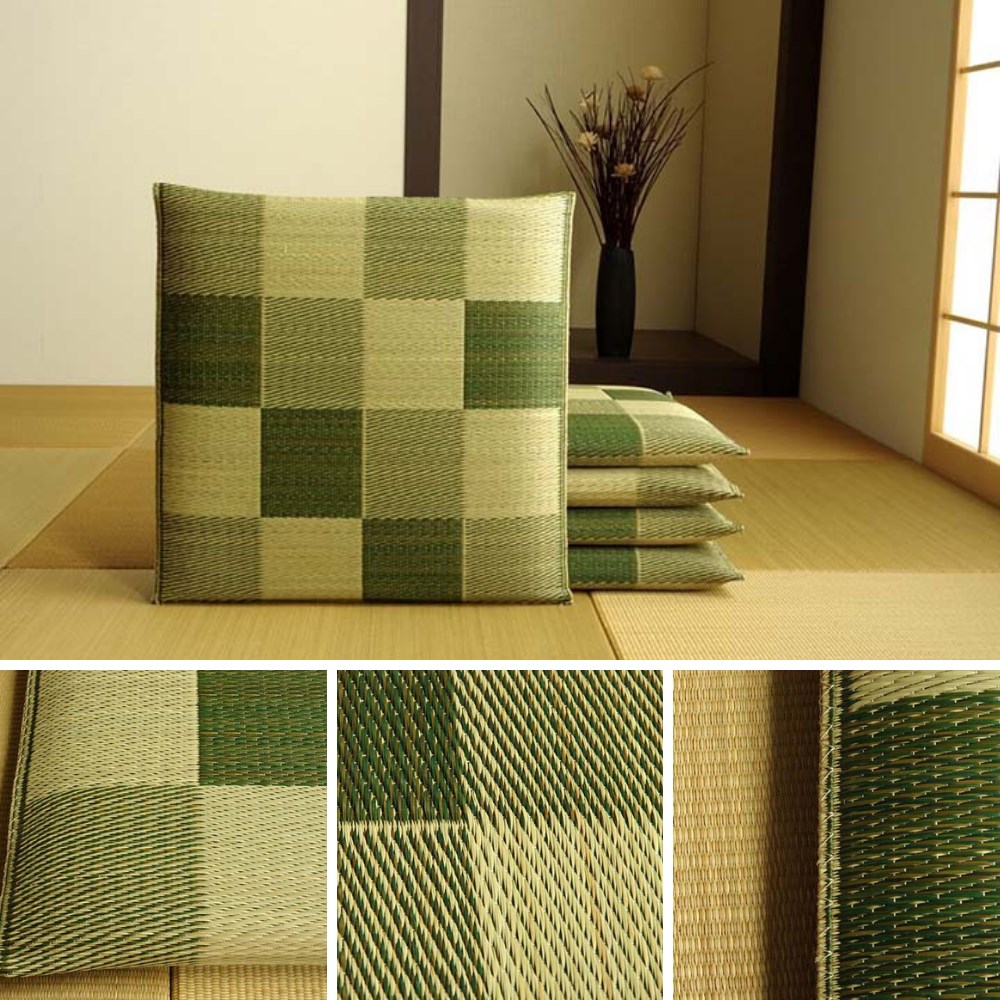 い草座布団織込千鳥5枚組約55×55cm|セット抗菌防臭調湿日本製ブロック弾力性耐久性清潔国産イ草座布団織込千鳥丈夫来客お客様敷物敷き物敷きもの正方形和室リビング背もたれクッションシンプルモダンブロック織込千鳥イケヒコ