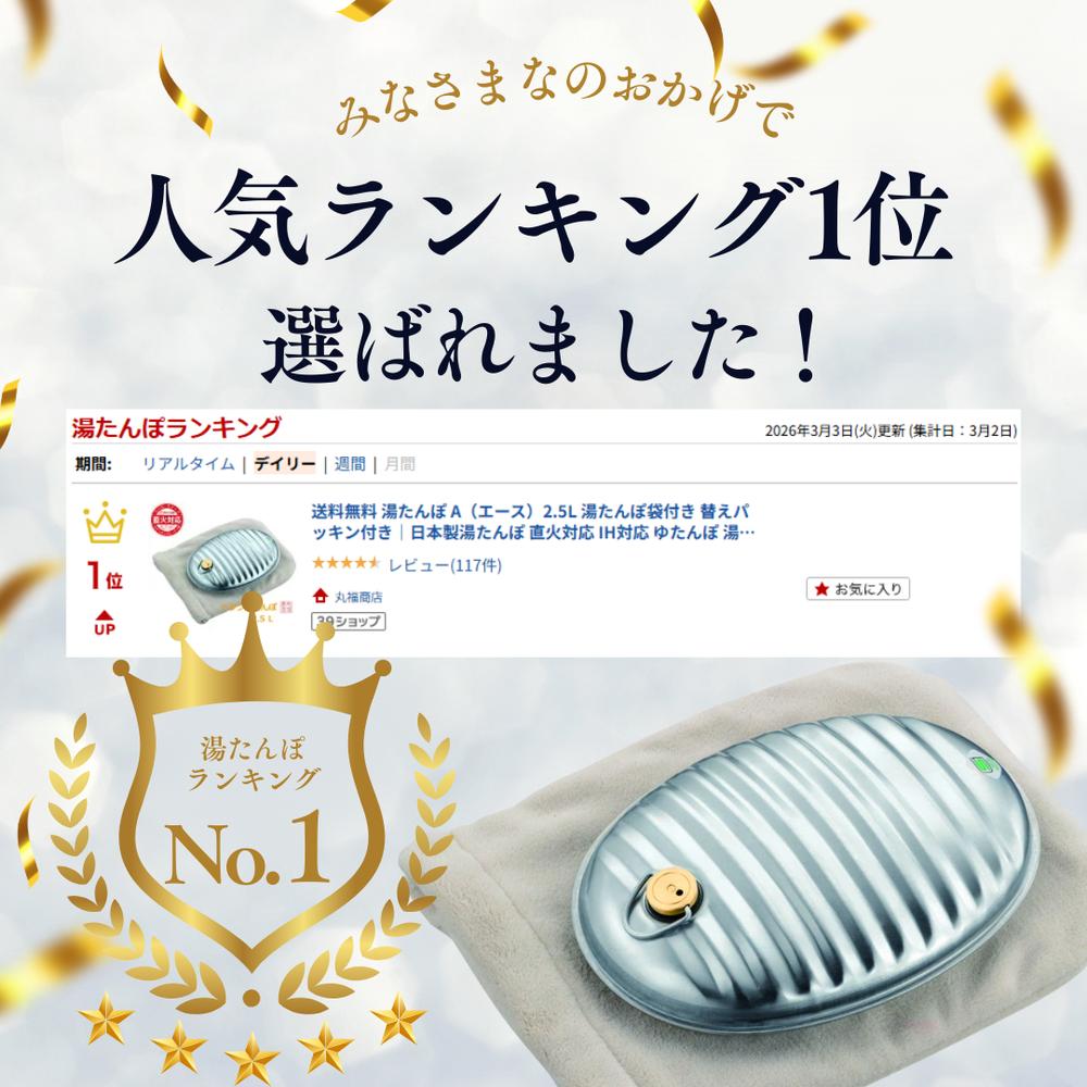 マルカ 湯たんぽA(エース)2.5L 袋付き・替えパッキン付き(2枚目)