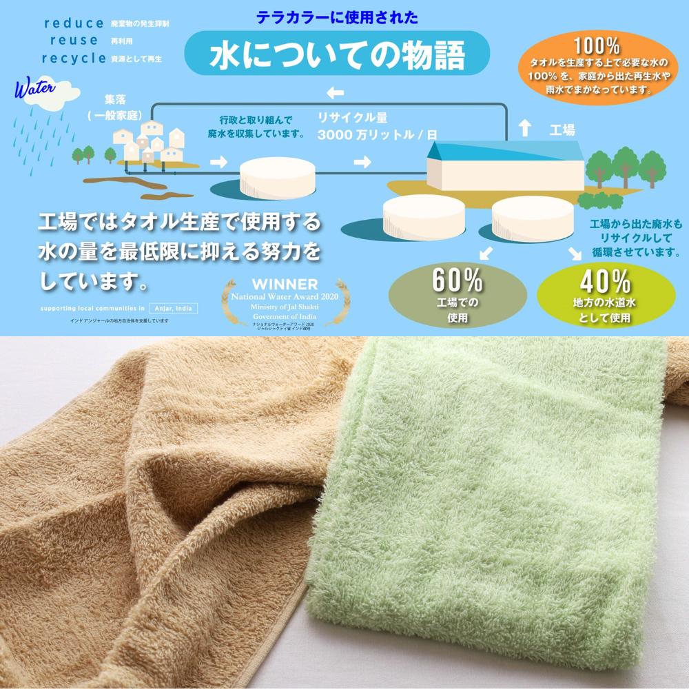 選べるセット 地球にやさしい フェイスタオル 34×80cm | タオル フェイスタオル 2枚 4枚 5枚 薄手 シンプル 無地 デイリータオル 綿100% パイル 吸水 風呂 まとめ買い ハンドタオル くすみカラー リサイクル エコ 環境 節水 SDGs 雨水 エコテックス