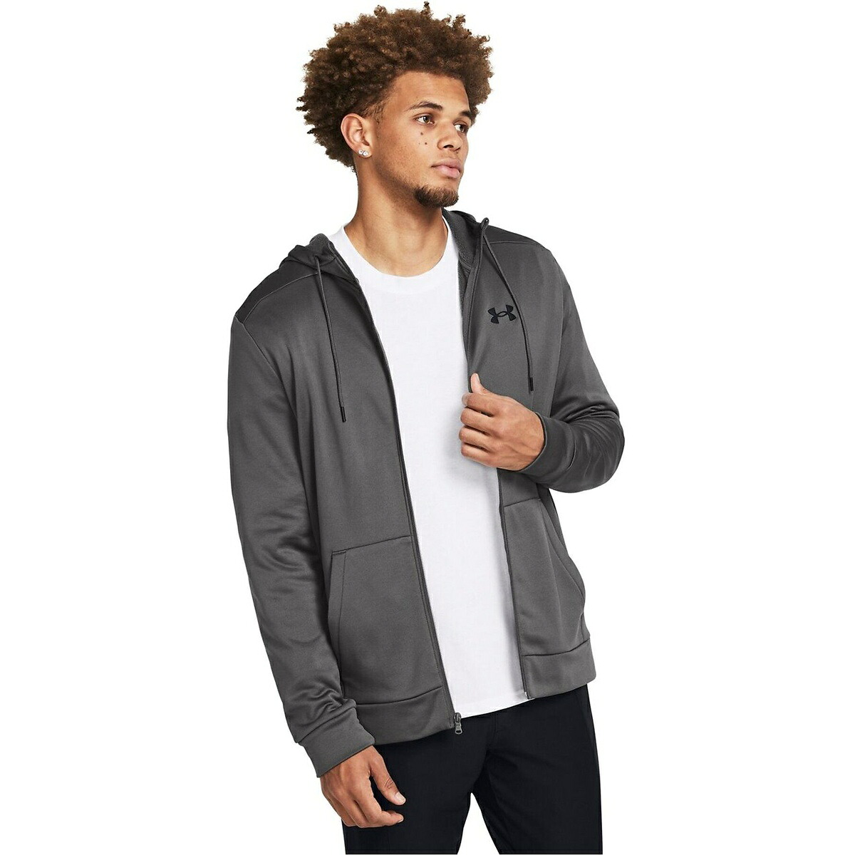 アンダーアーマー (UNDER ARMOUR) UA Armour Fleece FZ Hoodie メンズスポーツウェア スウェットジップアップ メンズ Castlerock / / Black 1373357 025