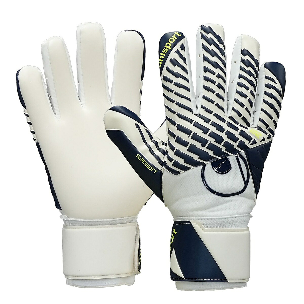 ウールシュポルト (UHLSPORT) ファングマシーネ スーパーソフト ハーフネガティブ サッカー キーパー 審判 ホワイトxネイビーxフローイエロー 1011402|メガスポーツ店