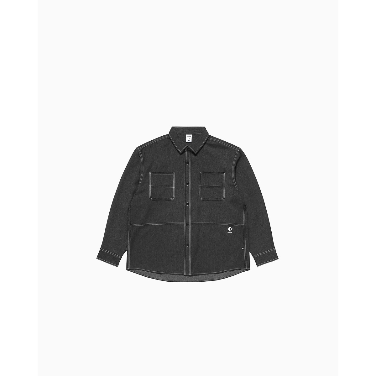 コンバース (CONVERSE) SYNTHETIC DENIM SHIRT M メンズスポーツウェア 長袖シャツ メンズ BLACK 40200393