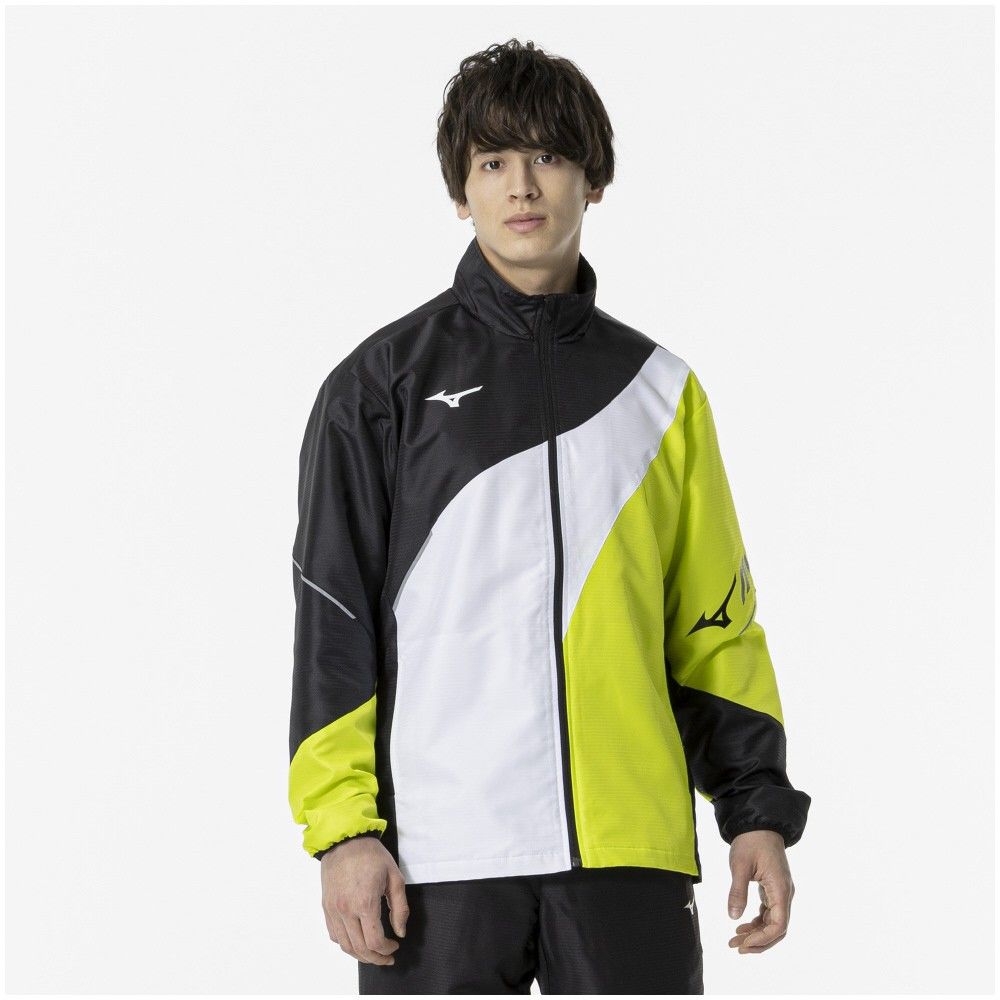 ミズノ (MIZUNO) アクティブウォーマージャケット ラケットスポーツ ウインドアップ ブラック×ライムグリーン 62MEA50294