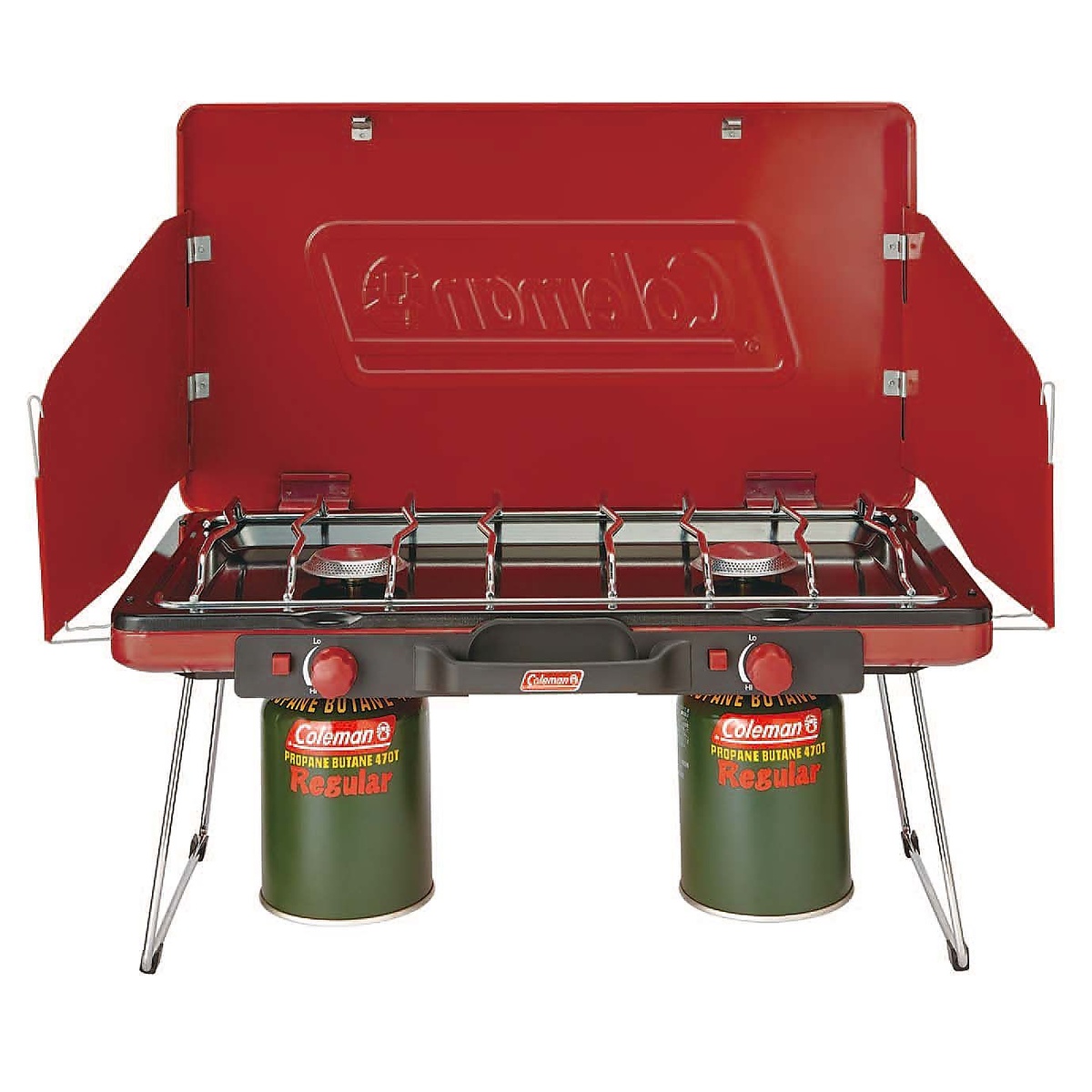 コールマン (Coleman) パワーハウスLPツーバーナーストーブII(レッド) キャンプ用品 ガスバーナー レッド 2000021950｜メガスポーツ店