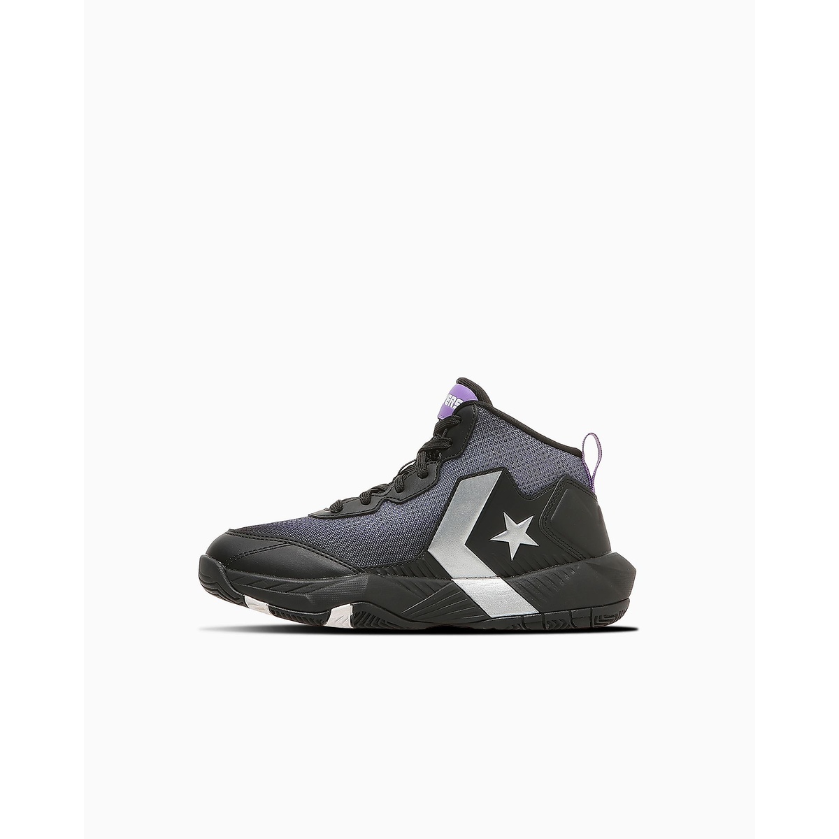 コンバース (CONVERSE) VICSTAR MID バスケットボール シューズ ジュニア ブラック/パープル/シルバー 33500481