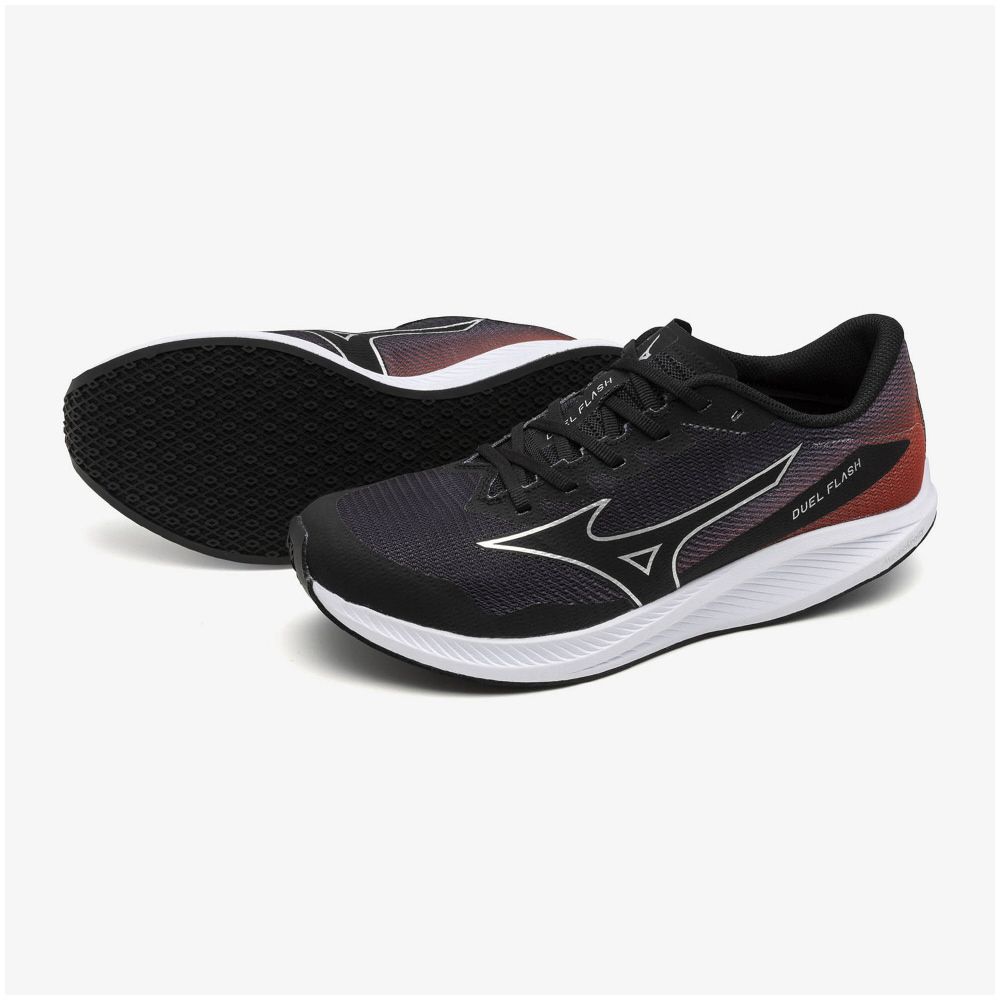 ミズノ (MIZUNO) デュエルフラッシュ ランニング メンズシリアスランナーシューズ ブラック×シルバー×レッド U1GD238001