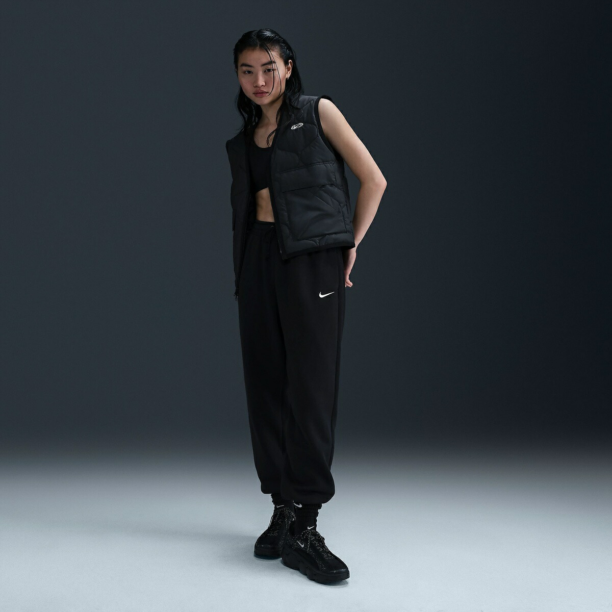 ナイキ (NIKE) ナイキ ウィメンズ NSW フェニックス フリース HR OS パンツ 2 レディーススポーツウェア スウェット レディース BLACK/SAIL FZ5997-010