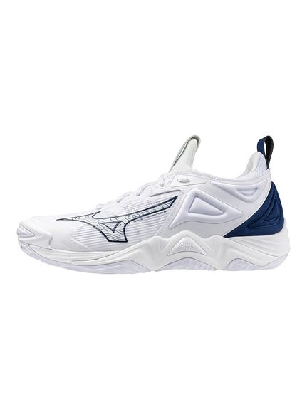 ミズノ (MIZUNO) ウエーブモーメンタム 3 バレーボール シューズ ローカット ホワイト×ネイビー V1GA231257