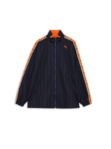 プーマ (PUMA) SHADOW STRIPE ニットジャケット メンズスポーツウェア ウォームアップジャケット メンズ NEW NAVY-ORANGE 52775461｜メガスポーツ店