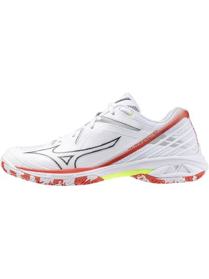ミズノ (MIZUNO) ウエーブクロー 3 バドミントンシューズ ホワイト×ブラック×レッド 71GA244305
