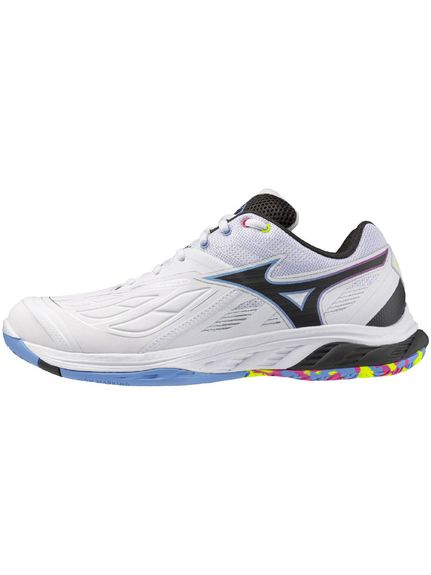 ミズノ (MIZUNO) ウエーブファング2 FIT バドミントンシューズ ホワイト×ブルー 71GA231245|メガスポーツ店