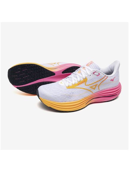 ミズノ (MIZUNO) WAVE RIDER 29 ランニング メンズランニングシューズ ホワイト×オレンジ×ピンク J1GC259302