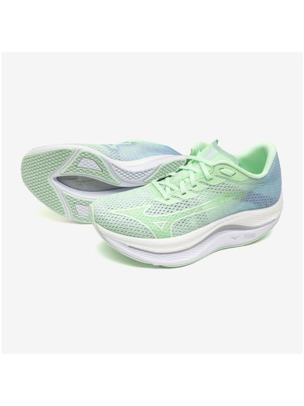 ミズノ (MIZUNO) ウエーブリベリオンフラッシュ2 ランニング レディースチャレンジランナーシューズ レディース ミントグリーン×ホワイト J1GD243591