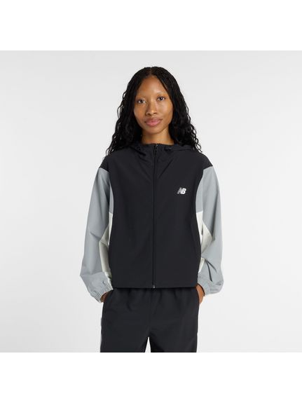 ニューバランス (New Balance) ウーブンフーデッドジャケット レディーススポーツウェア ウインドアップジャケット レディース BLACK WJ61M2MGBK