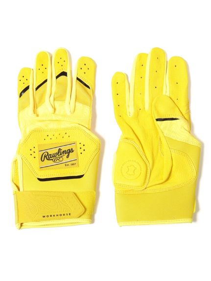 ローリングス (Rawlings) 両手用 Workhorse バッティンググローブ - イエロー 野球 大人　両手用 L Y WH25BG-Y-USA L