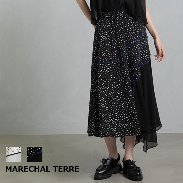 MARECHAL TERRE ドロストアシンメトリーギャザースカート