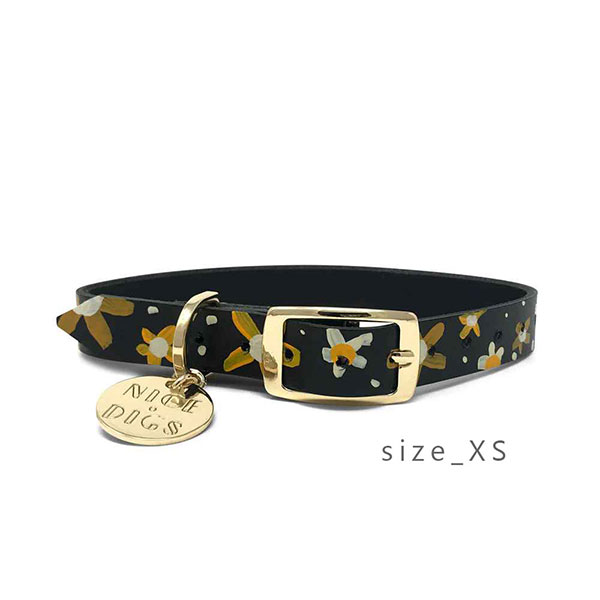 【楽天市場】【NICE DIGS ナイスディグス】POSIE LEATHER DOG COLLAR SUNSHINE / XSサイズ ドッグ