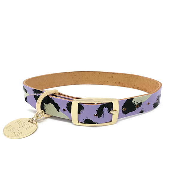 【NICE DIGS ナイスディグス】ANIMAL LEATHER DOG COLLAR - LILACドッグカラー レザー ハンドメイド ■ネコポス送料無料■
