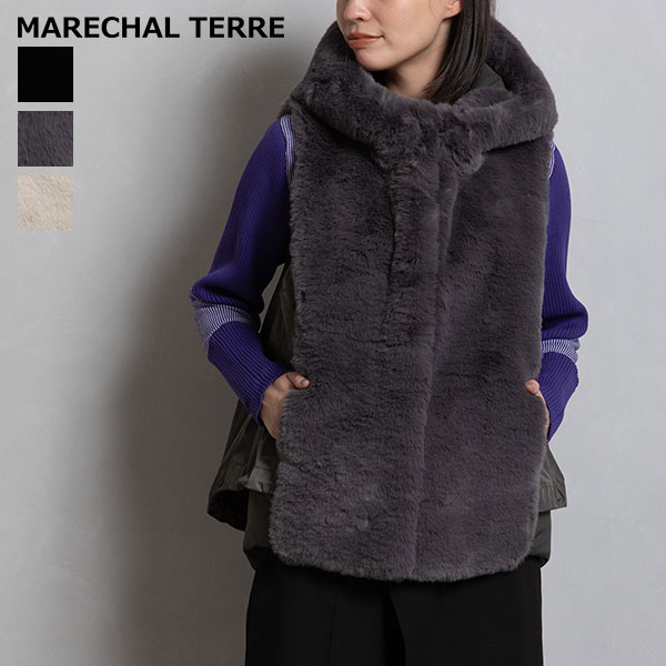 ✨未使用✨ MARECHAL TERRE ファーキルティング ダウンベスト MARECHAL TERRE ダウンベスト ベスト ファーキルティングダウン