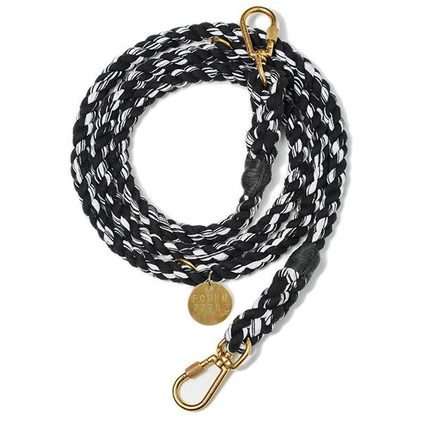【FOUND MY ANIMAL ファウンドマイアニマル】BLACK AND WHITE UP-CYCLED ROPE DOG LEASH, ADJUSTABLE アジャスタブルリード /ブラックアンドホワイト ■貨物輸送無料■