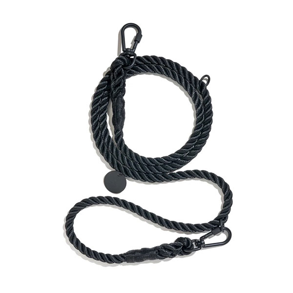 【FOUND MY ANIMAL ファウンドマイアニマル】MATTE BLACK ROPE DOG LEASH, ADJUSTABLE アジャスタブルリード ■貨物輸送無料■
