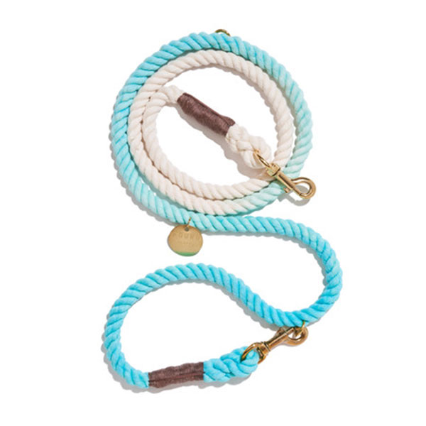 【FOUND MY ANIMAL ファウンドマイアニマル】ROBINS EGG BLUE COTTON ROPE DOG LEASH | ITALIAN SOLID BRONZE BOLT SNAPS, ADJUSTABLE アジャスタブルリード/ ロビンズエッグブルー ■貨物輸送無料■