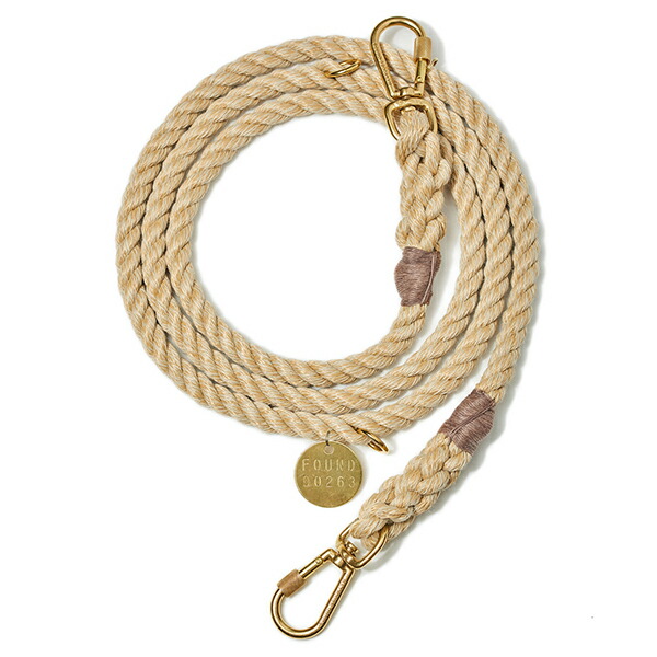 【FOUND MY ANIMAL ファウンドマイアニマル】LIGHT TAN ROPE DOG LEASH, ADJUSTABLE アジャスタブルリード/点火装置タン ■貨物輸送無料■