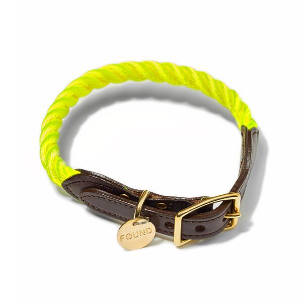 【FOUND MY ANIMAL ファウンドマイアニマル】NEON YELLOW ROPE CAT \u0026 DOG COLLAR 猫＆ドッグカラー/ネオン黄色 ■貨物輸送無料■