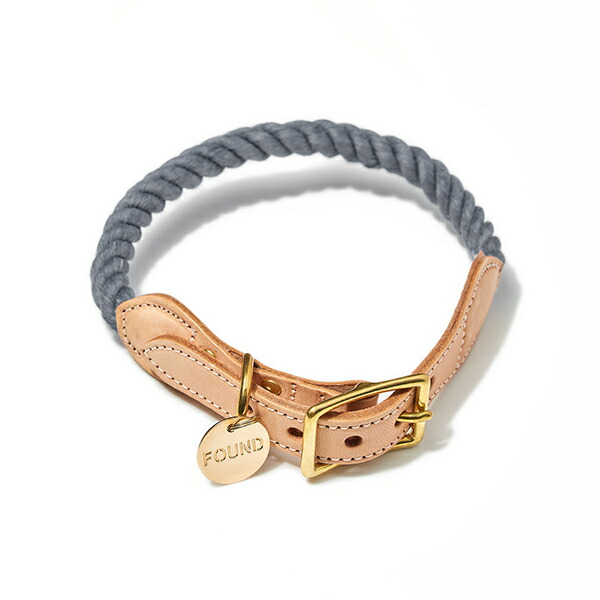 【FOUND MY ANIMAL ファウンドマイアニマル】GREY UP-CYCLED ROPE CAT \u0026 DOG COLLAR 猫＆ドッグカラー/薄墨色 ■貨物輸送無料■