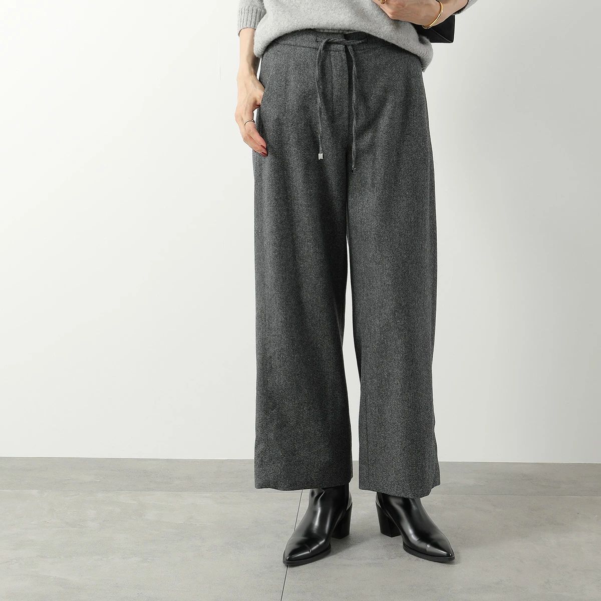【送料無料】S MAX MARA エス マックスマーラ ジョガーパンツ LIVIO リヴィオ レディース カシミヤ混ウール ドローストリングパンツ ストレート 003/BLACK