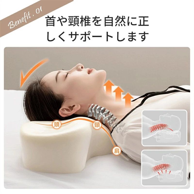 【楽天市場】首が痛くならない 頚椎安定型 横向き寝 枕 仰向け 横向き 防止 いびき 低反発枕 首こり 肩こり まくら 枕 ストレートネック ...