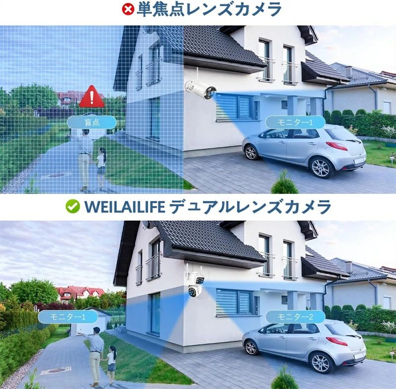 屋外 防犯カメラ ワイヤレス屋内防犯カメラ Wi-Fiカメラ ネットワークカメラ 家庭用 屋外