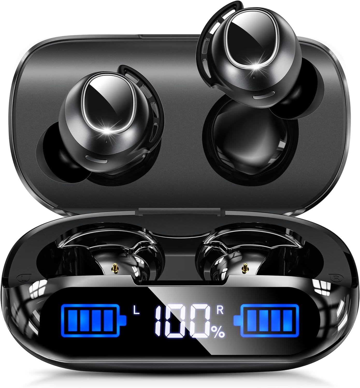 【 お買い物マラソン P10倍】 Bluetooth イヤホン 自動ペアリング Bluetooth5.3+EDR搭載 途切れにくい ワイヤレス 瞬時接続 タップ制御 LEDディスプレイ電量表示 Hi-Fiステレオ AAC/SBC 最大48時間連続再生 左右独立使用可 快適な装着感 小型軽量|ストア石丸