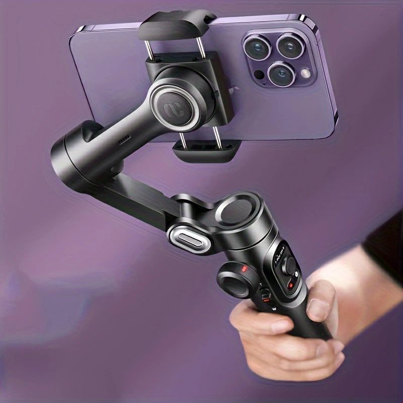 自撮り棒  3軸持ちはこび電話を掛ける安定器 手持ち 自撮り棒 スマートフォトスタビライザー ジンバル スマホ用ジンバル 気泡管水準器映画化と垂直方向映画化を親しさに切り替える iPhoneやXiaomi Samsungなどのかっこ良い電話機用の折りたたみ式 ハンドヘルドジンバルスタビライザー