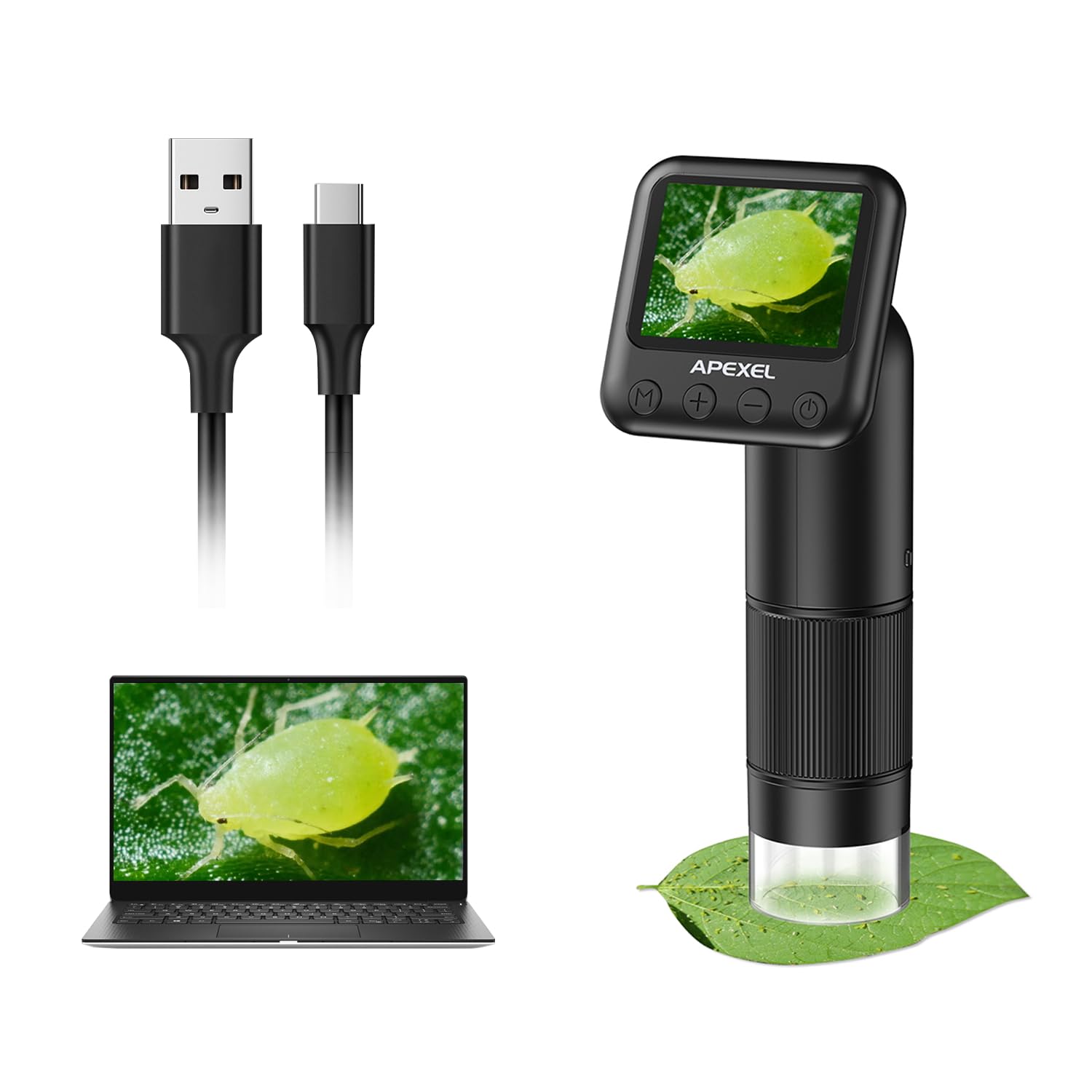 800倍顕微鏡 デジタル USB 内視鏡カメラ 6個のLED付き 拡大鏡カメラ 小型 充電式 マイクロスコープ 2インチのLCD画面 SDカードに対応可能 携帯便利 PC接続可能 生物観察/回路基板修理/生物学教育 電子顕微鏡 (SDカード付かない)