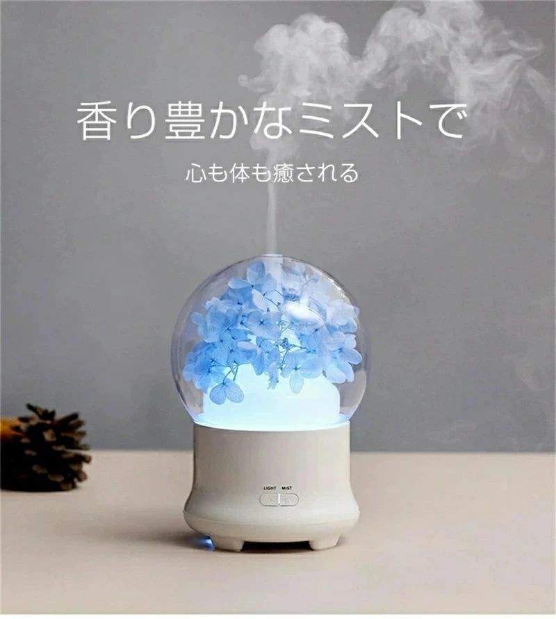 寝室 オフィス 夜間照明 空気浄化 加湿 アロマオイル 7色LEDライト 静音 おしゃれ スチーム式 加湿器 アロマ超音波式