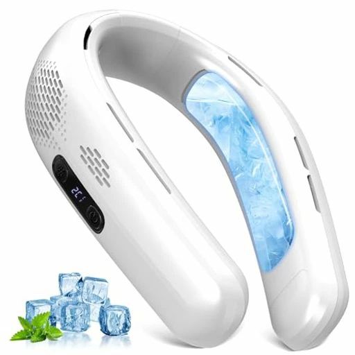 TWhours首掛け扇風機冷却プレート【2025年夏新型?3段階風量&冷感調節?超長冷感プレート】瞬間冷却ネッククーラー首掛けクーラー-