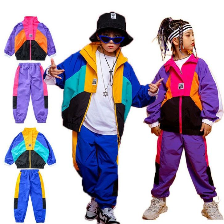 ヒップホップ 子供服 女の子 男の子 ヒップホップ ダンス衣装 キッズ ブルー パープル セットアップ