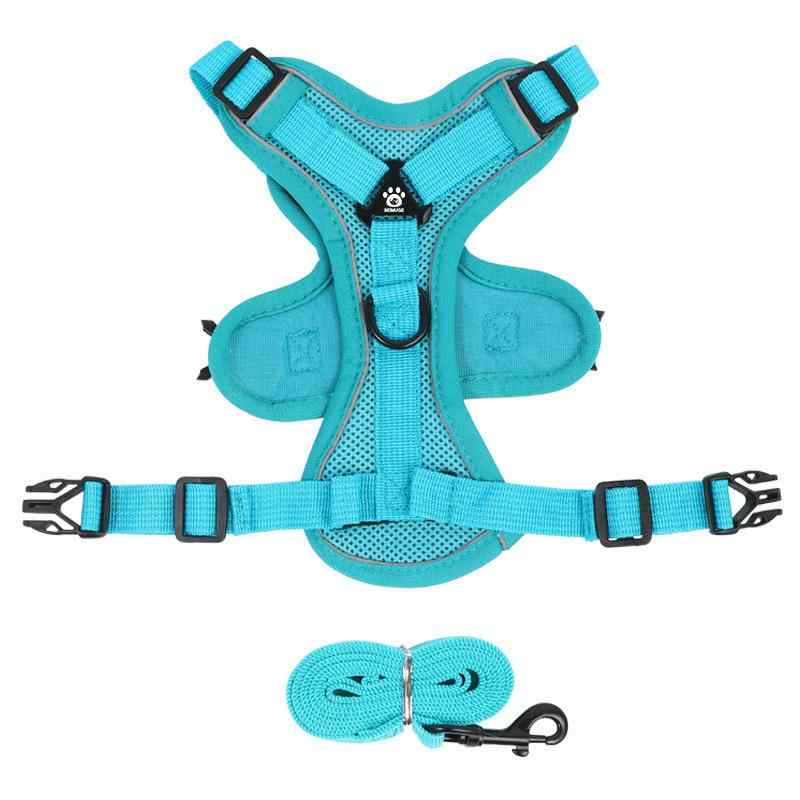 Mサイズ 湖ブルー 小型犬用ハーネス お出かけ用 ローズレッド 猫用ハーネス Lサイズ ブルー グレー 散歩用 抜けにくい コーヒー色 Sサイズ XLサイズ(x3) 小型犬用リード 調整可能 メッシュ素材 レッド 猫用リード