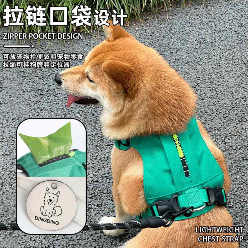 犬用ハーネス お出かけ 軽量 反射素材 ポリエステル 中型犬 散歩用 ブラック グリーン ベストタイプ 牽引ロープ 小型犬 ブルー(x5) ペット用胴輪 イエロー 胴輪 レッド