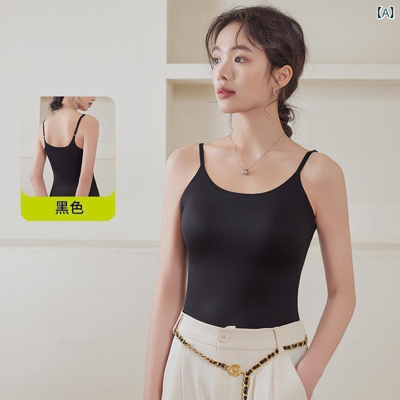 ベージュ 美シルエット ホワイト 抗菌 トップス 無縫製 春夏 レディース インナー 接触冷感 ブラック タンクトップ